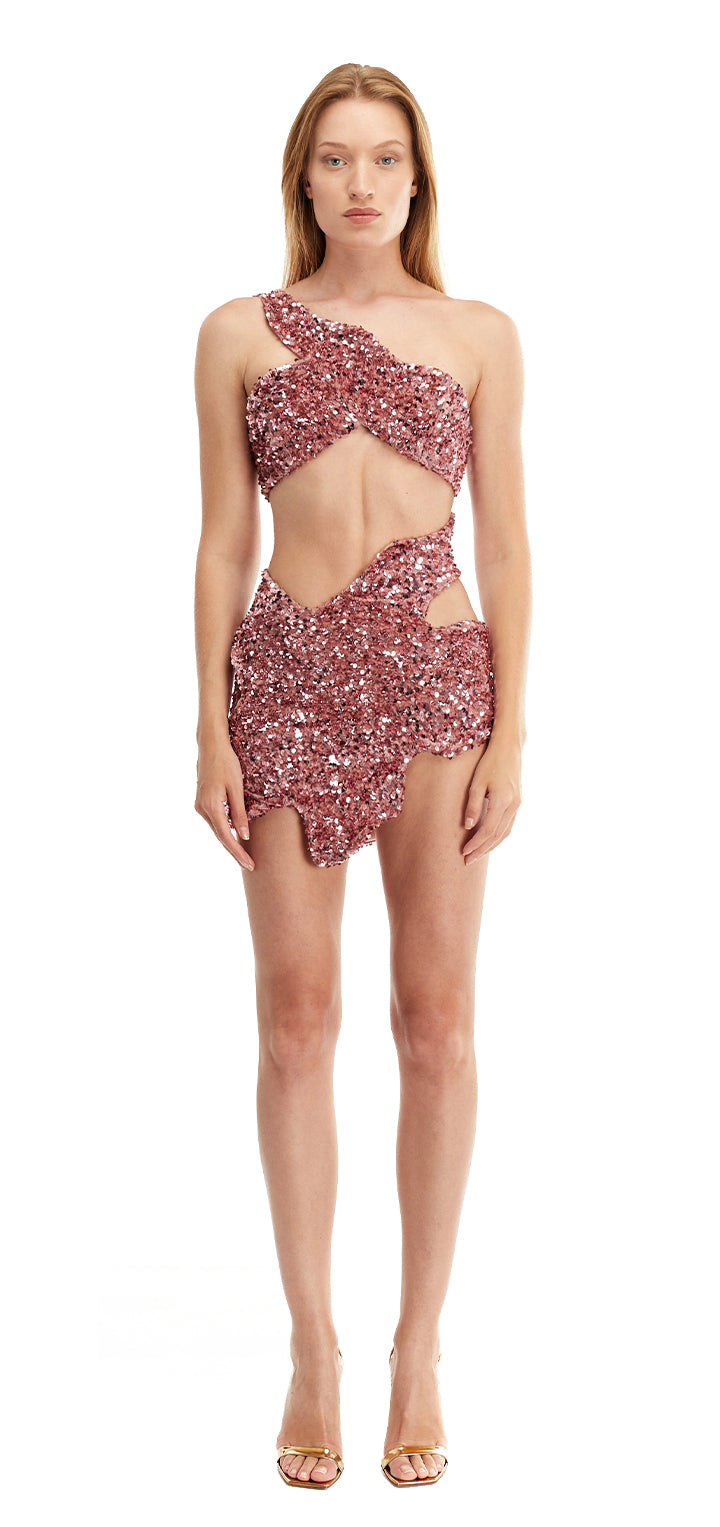 Chiara sequins mini dress- Pink