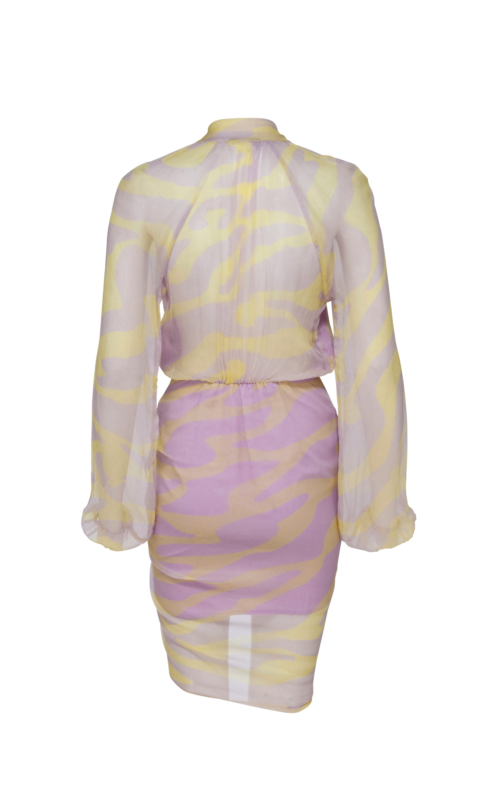 Vera Silk Dress - Printed Zebra Lilac & Yellow