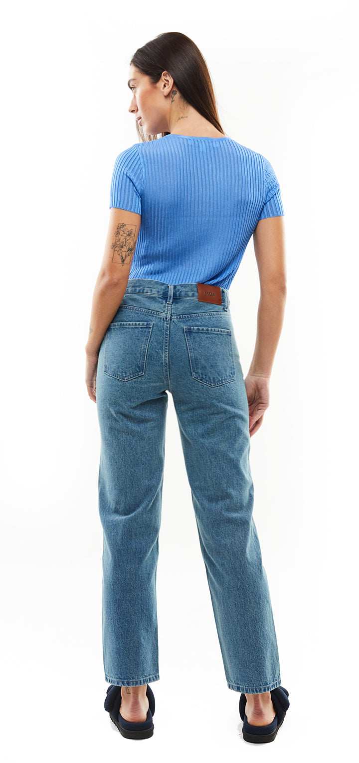 Moa High waist straight leg denim- Light Denim