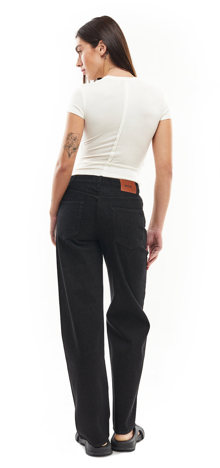 Moa high waist wide leg jeans- Black Denim