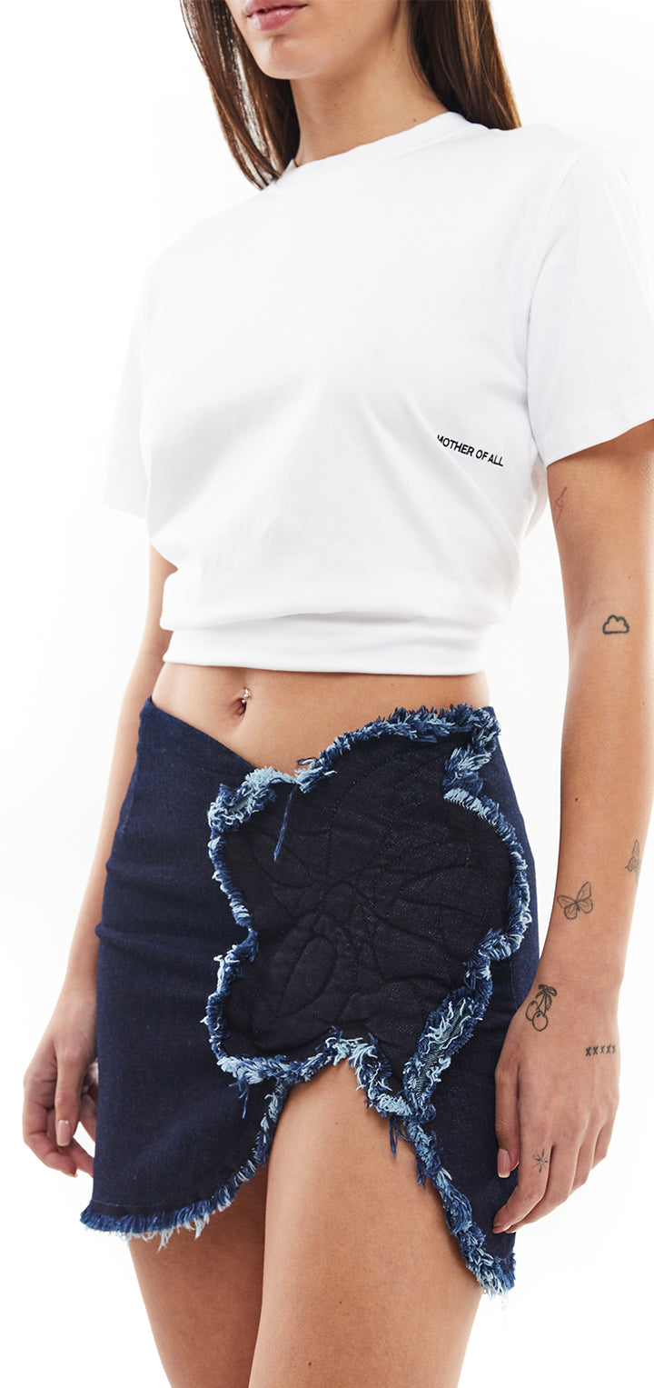 Carla flower Mini Skirt - Dark Denim