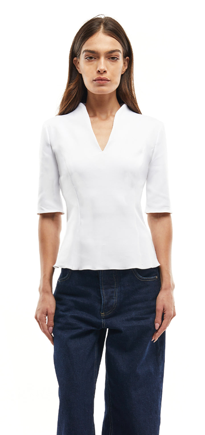 Sara V Shirt - White