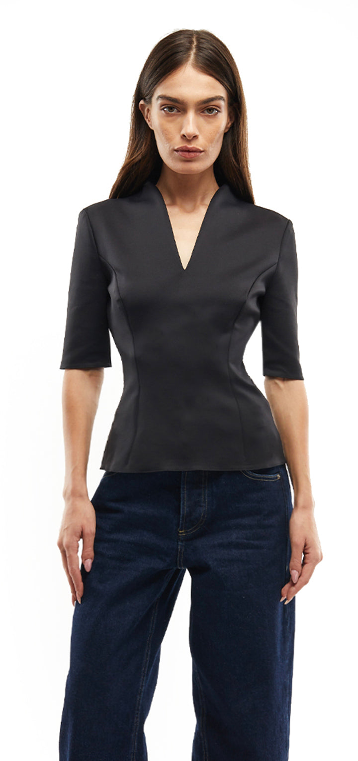 Sara V Shirt - Black